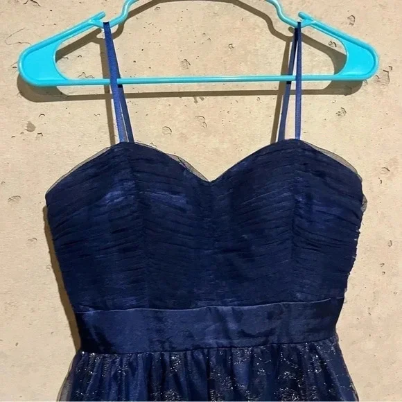 Hailey Logan by Adrianna Papell Formal Blue Glitter Mini Dress Size Juniors 5/6 - Picture 2 of 10